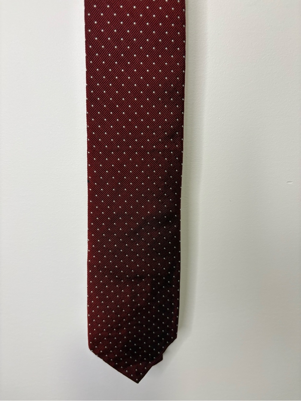 Polo Ralph Lauren Burgundy Silk Polka Dot Tie Made in USA Italian Fabric
